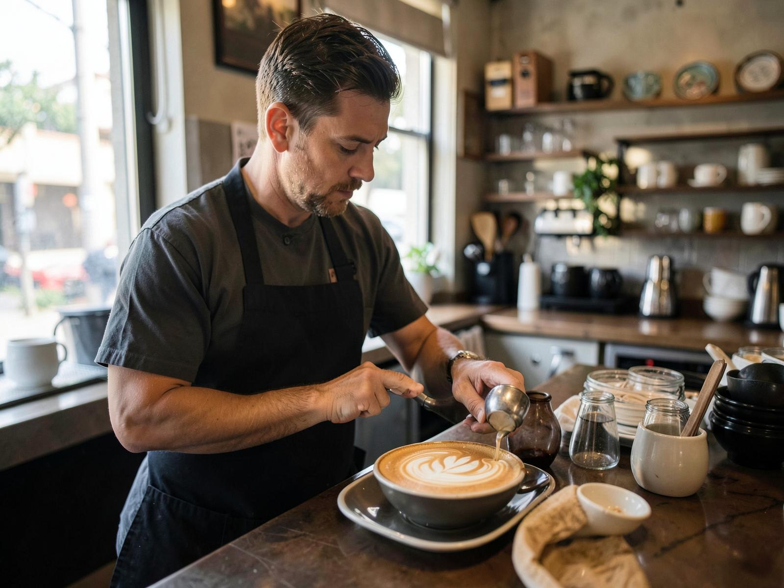 Barista at the coffee bar